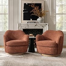 HULALA HOME Boucle Swivel Accent Chairs Set of 2, Fully Assembled, Rust