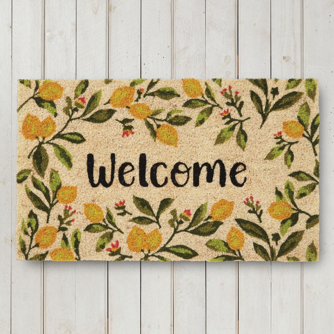 HF by LT Lemon Branch 100% Coir Doormat, 18 x 30 inches, Naturally Durable, PVC-Backing, Sustainable