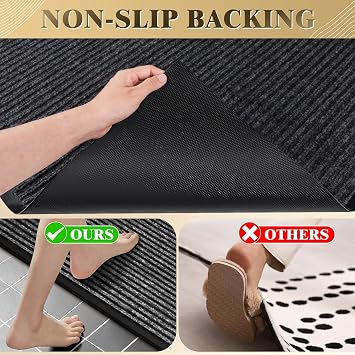 4'x6' Extra Large Non-Slip Door Mat Rug - Heavy Duty Polyester Entryway Mat for Indoor Outdoor Covered Entrance - Stain Resistant Commercial Doormat for Home, Office Building, Mall