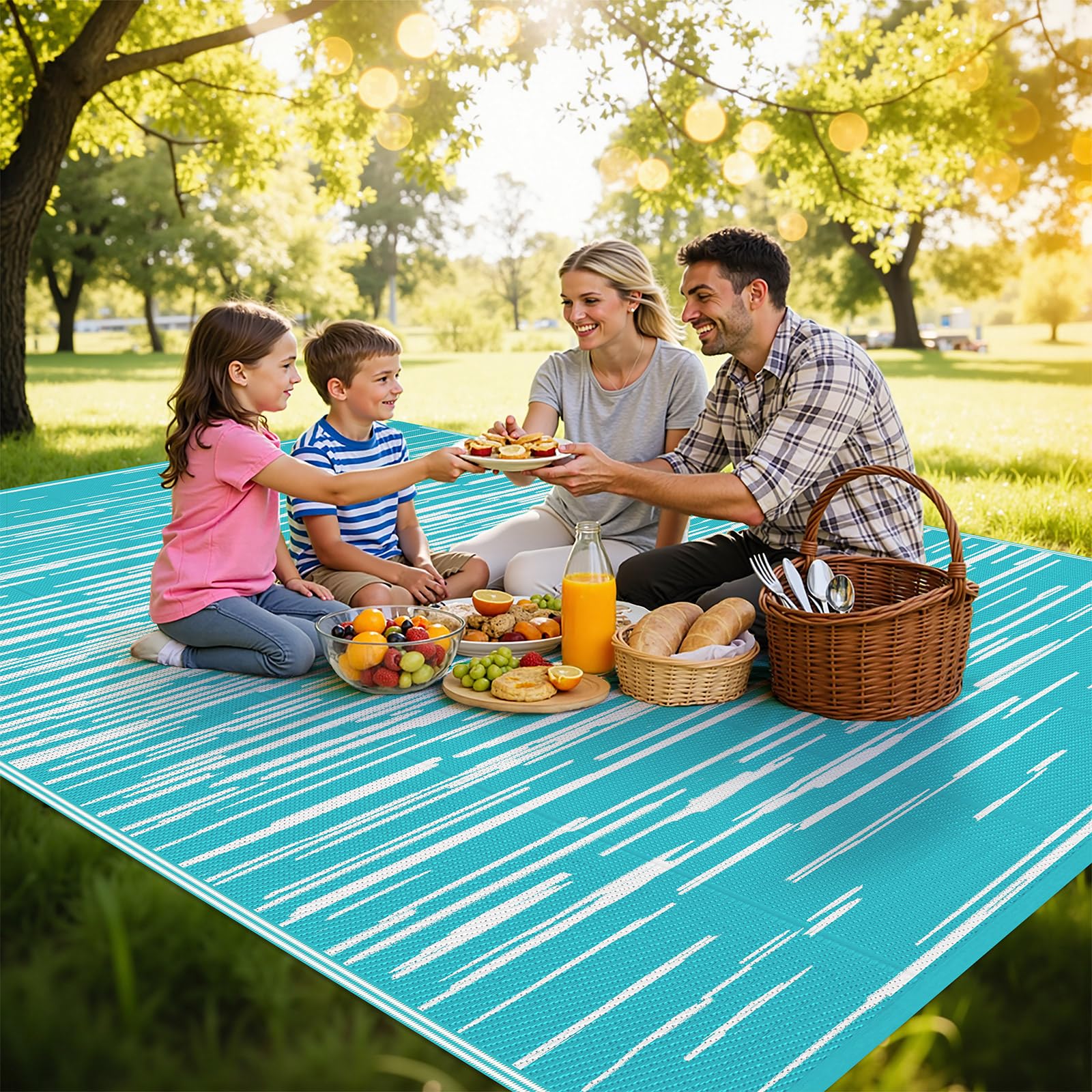 HEBE Alfombra al aire libre para patios, impermeable, 9 x 12 pies, reversible, de pajilla de plástico, extra grande, alfombra de camping para caravana, picnic, patio trasero, terraza, balcón, porche,
