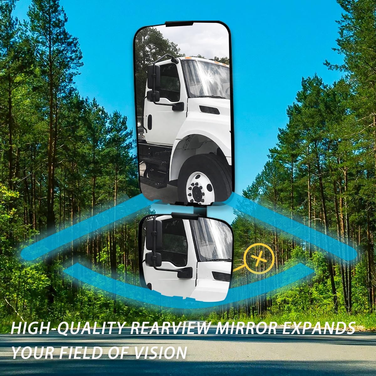 Black Manual Mirror Assembly for International MV 2022+ Fixed, OEM Fit Replacement - left Side