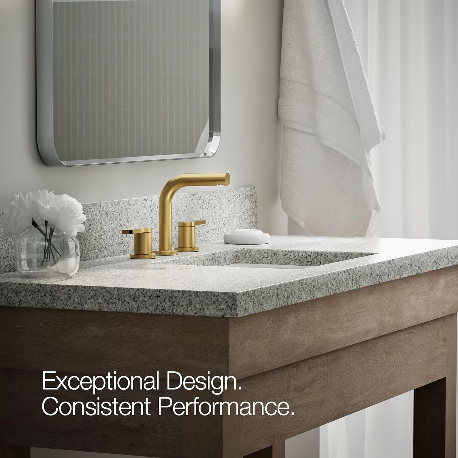 KOHLER K-33592-4-2MB Elate® Widespread Bathroom Sink Faucet, Enhanced Flow, Durable Construction, Easy Installation, Bathroom Faucets, 1.2 GPM, Vibrant Brushed Moderne Brass