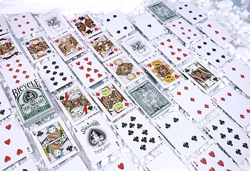 Miniatura 5 de Cartas de juego de bicicleta de muñeco de nieve - Carnaval de invierno rojo y verde 2 barajas