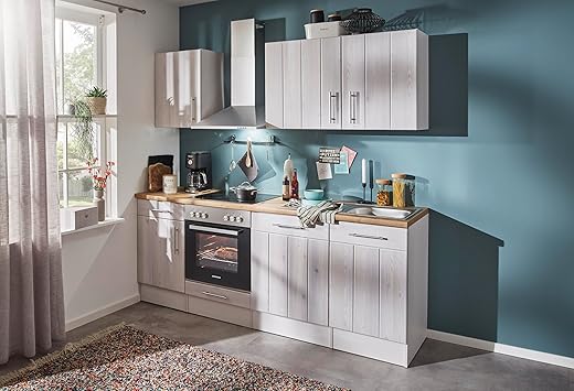 respekta Bega Cucina, Legno ingegnerizzato, Bianco, Bianco, 220 cm