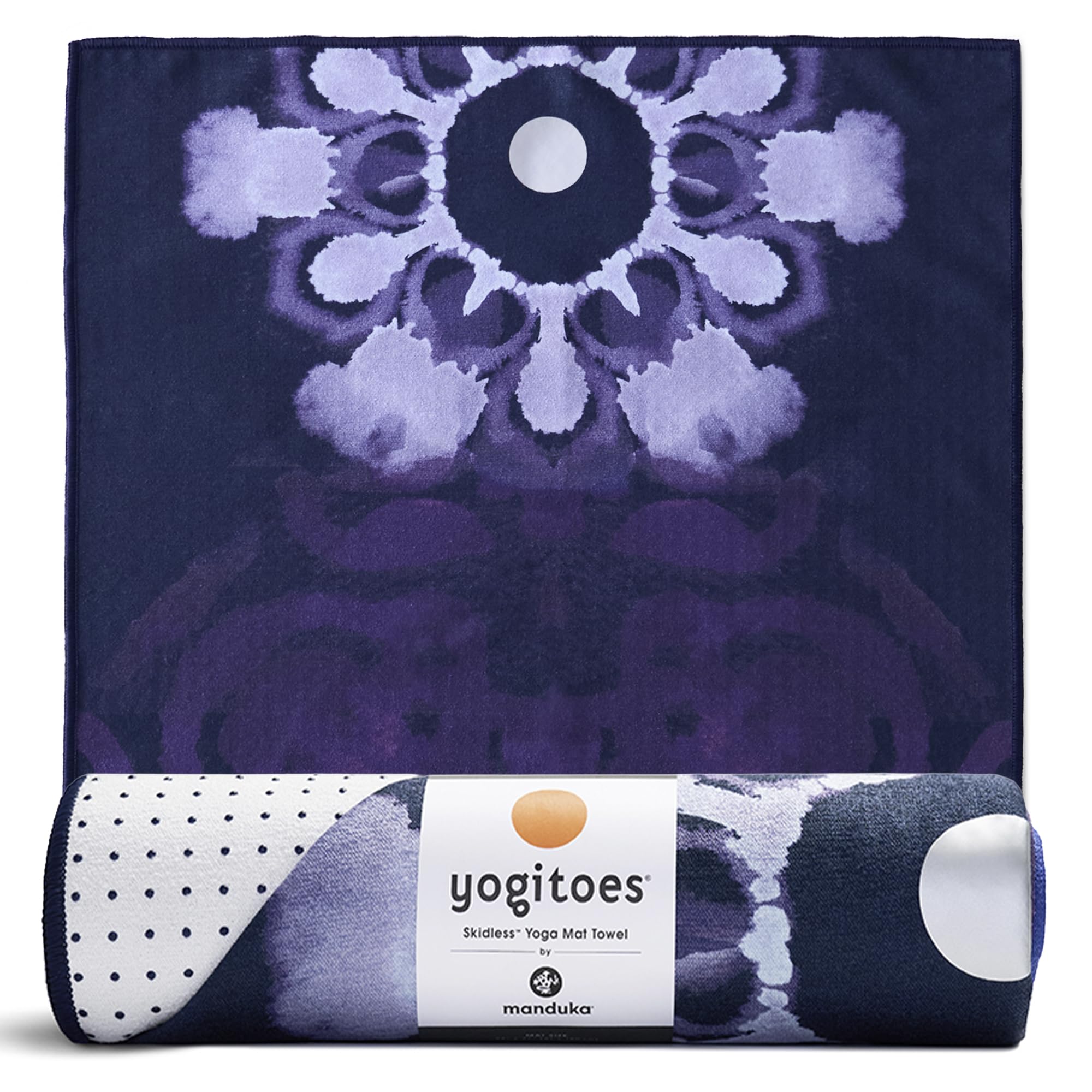 Manduka Yogitoes - Toalla de Yoga Antideslizante y de Secado rápido para Yoga Caliente con Puntos de Agarre Inferior de Goma, 180 cm de Largo, Delgada y Ligera