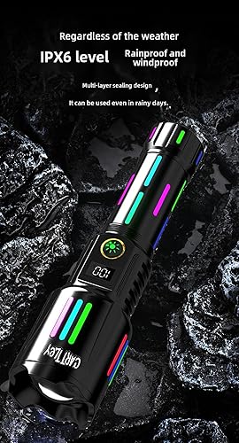 Miniatura 4 de Linternas recargables superbrillantes de 2000000 lúmenes altos, linterna LED táctica impermeable, potente, alimentada por batería, con 5 modos de