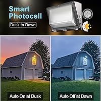Vista 4 de Lightdot Paquete de 8 luces LED de pared de 150 W, 100-277 V, fotocélula del atardecer al amanecer, 22500 lm (150 Lm/W) 5000 K IP65 para montaje