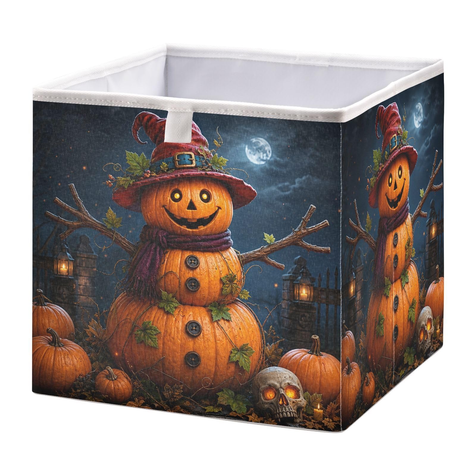 Ewusp Halloween Cube Storage Boxes 28x28 cm Foldable Closet Organiser Bin Holiday Basket Baby Basket for Nursery Bedroom Office