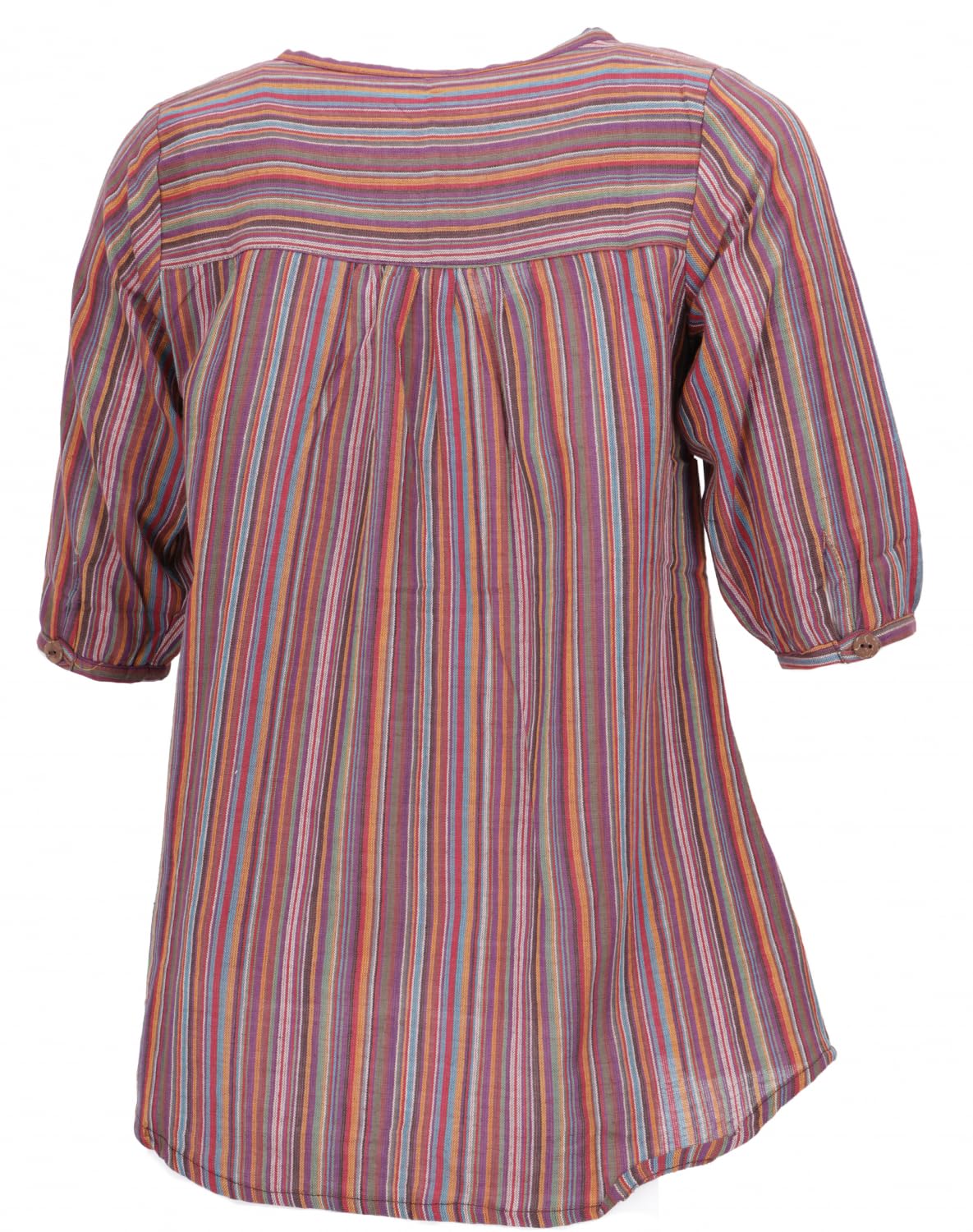 GURU SHOP Blusa ligera de algodón con cuello en V a rayas para mujer