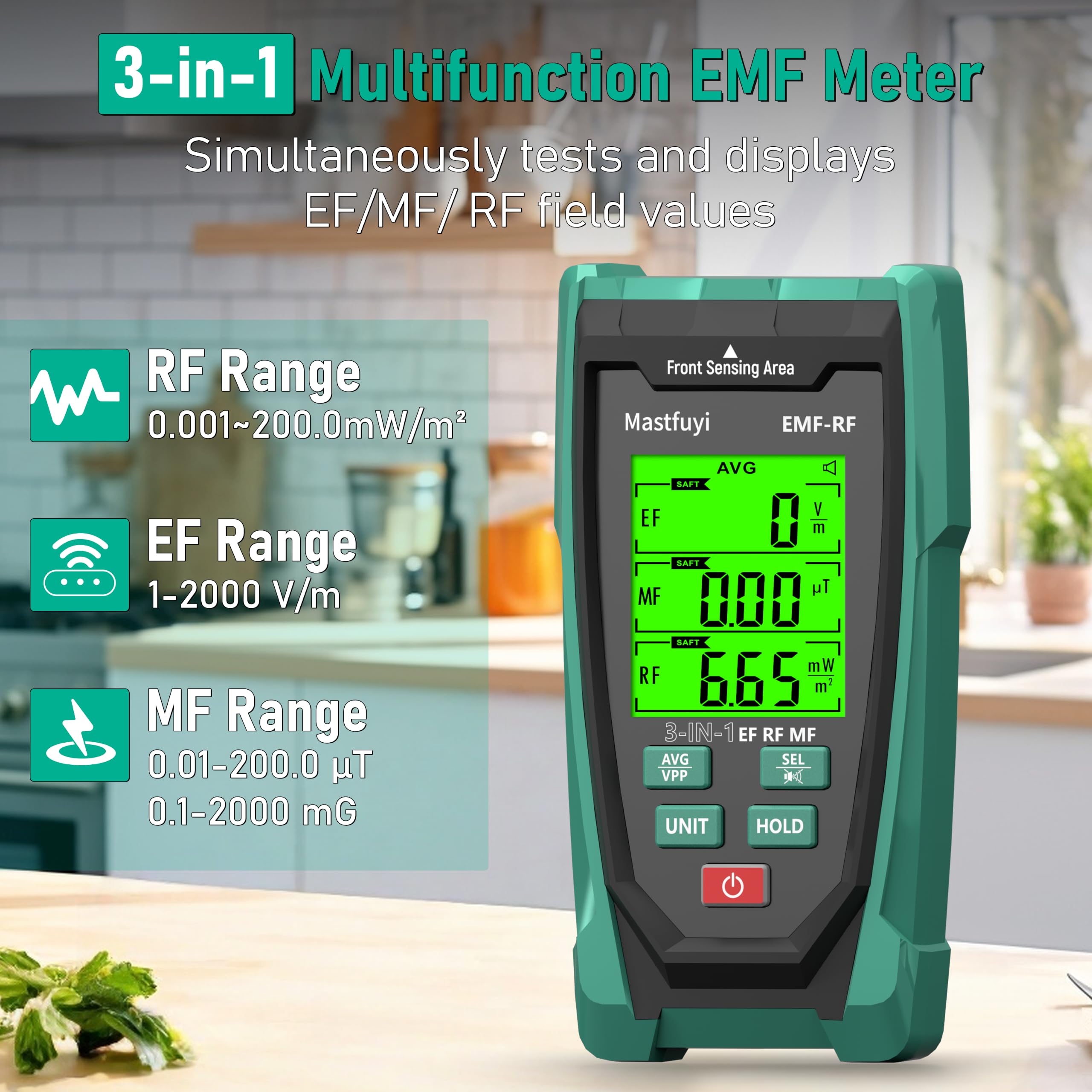 Miernik EMF, 3 w 1 elektromagnetyczne promieniowanie pola do EF/MF/RF
