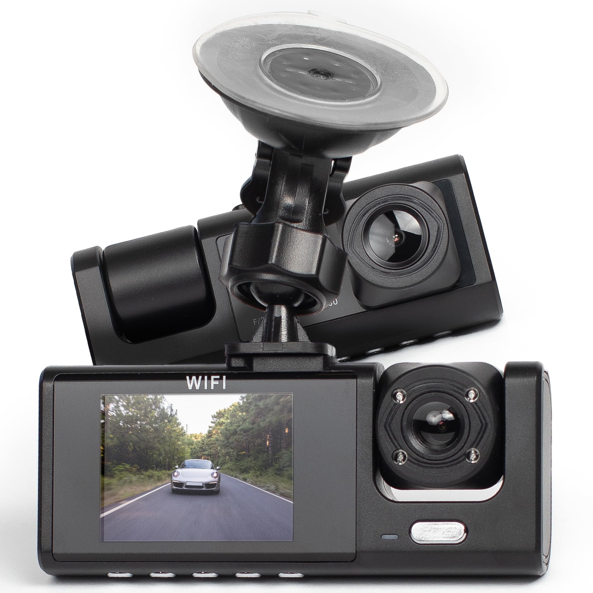 CamHandy 3-Channel Dash Cam – 1080P Front, Cabin & Rear Car Camera with Night Vision, G-Sensor, Motion Detection, 24/7 Parking Mode – for Cars, Trucks, SUVs & Rideshare Drivers