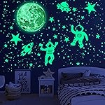 Glow in The Dark Stars for Ceiling Glow in The Dark Moon and Space Wall Decals Luminous Astronaut Universe Planet Galaxy Wall Stickers Outer Space Decal for Kids Boys Girls Bedroom Christmas Gift