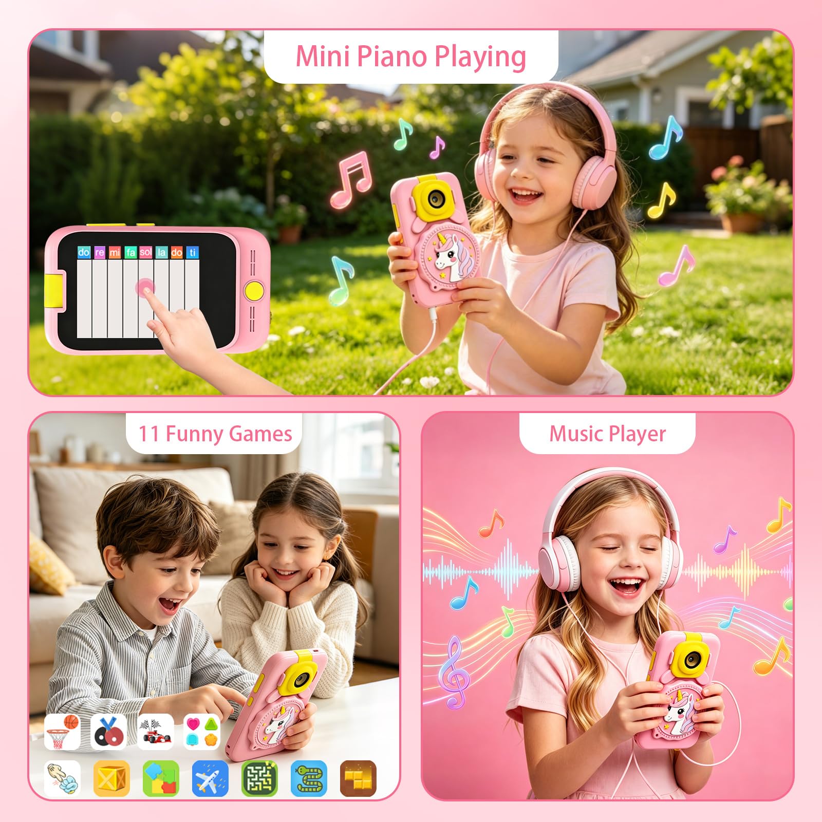 Telefono Giocattolo per Bambini, Macchina Fotografica, Regalo Bambina 3 4 5 6 7 8 Anni, Cellulare per Bambini, Unicorno Telefoni Educativi Finto per Bambina, Regali di Compleanno e Natale per Ragazze