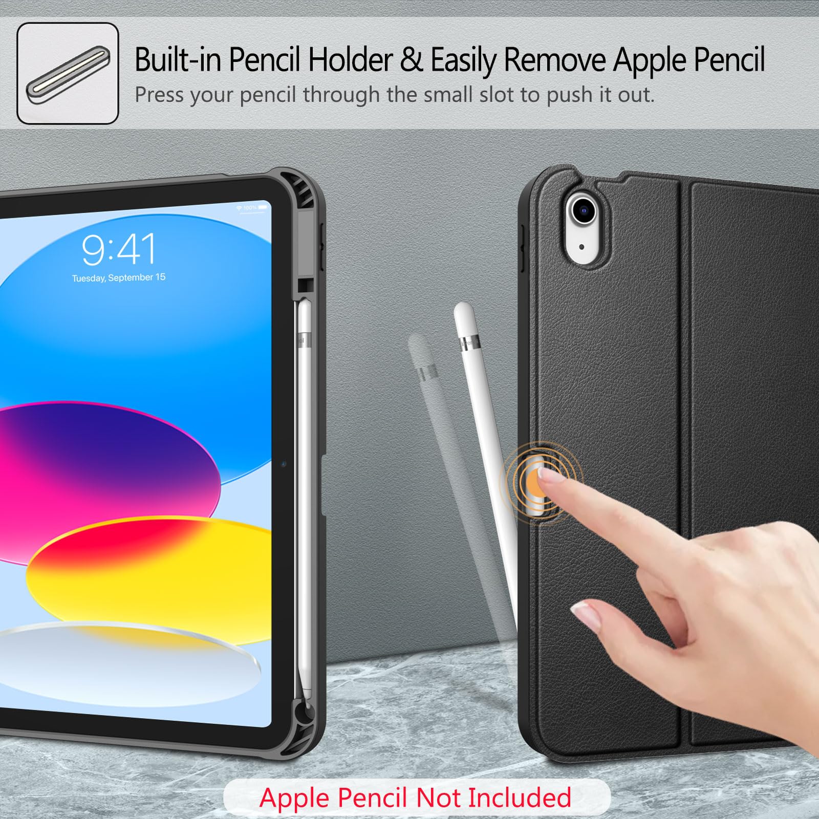 FINTIE Toetsenbord hoes voor iPad 11e generatie 11 2025, iPad 10e generatie 2022 10,9, beschermhoes met TPU achterkant, pennenhouder en magnetisch afneembaar toetsenbord met QWERTZ lay-out, grijs