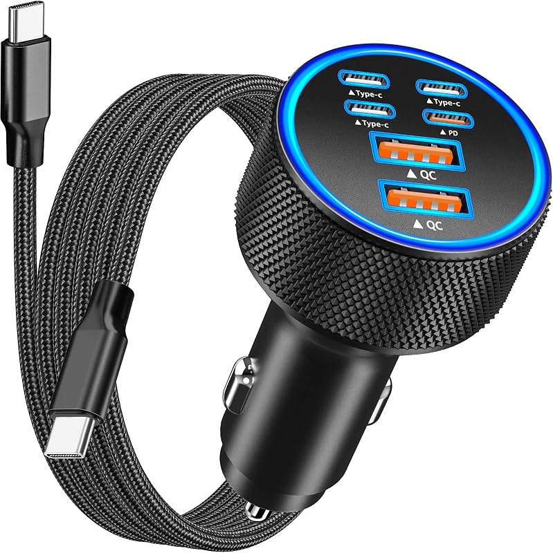 Carregador veicular USB-C Rombica 120 W com 6 portas, MFi, PD e QC – 2 unidades