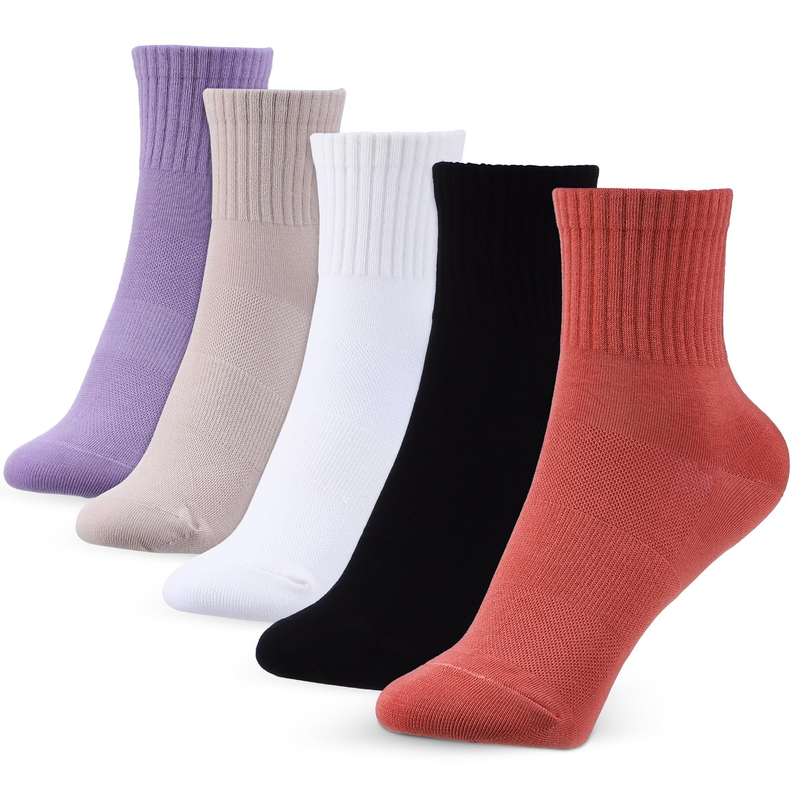 VANZACK Calcetines Altos de Algodón para Mujer, 10 Pares, Deportivos