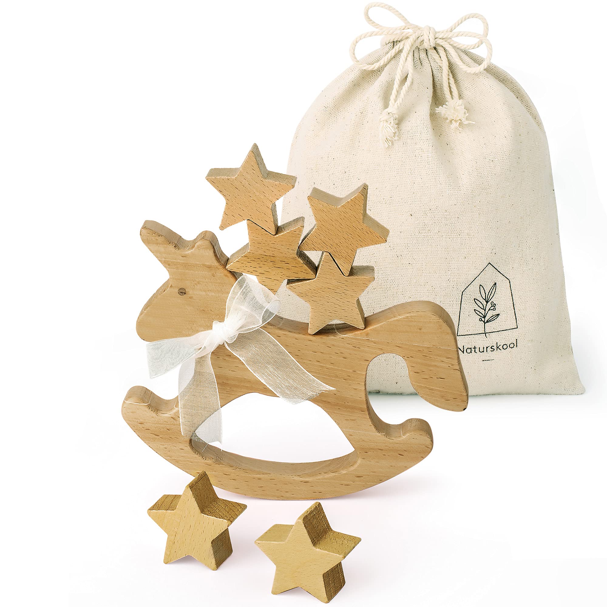 Naturskool Unicorn Toy, Unicorn Rocking Horse, Nursery Decor for Girls, for Girls, Wooden Stacking Toys for Toddlers 1-3, Balancing Wooden Toy, Fine Motor Skills Toys for 2 Year Old