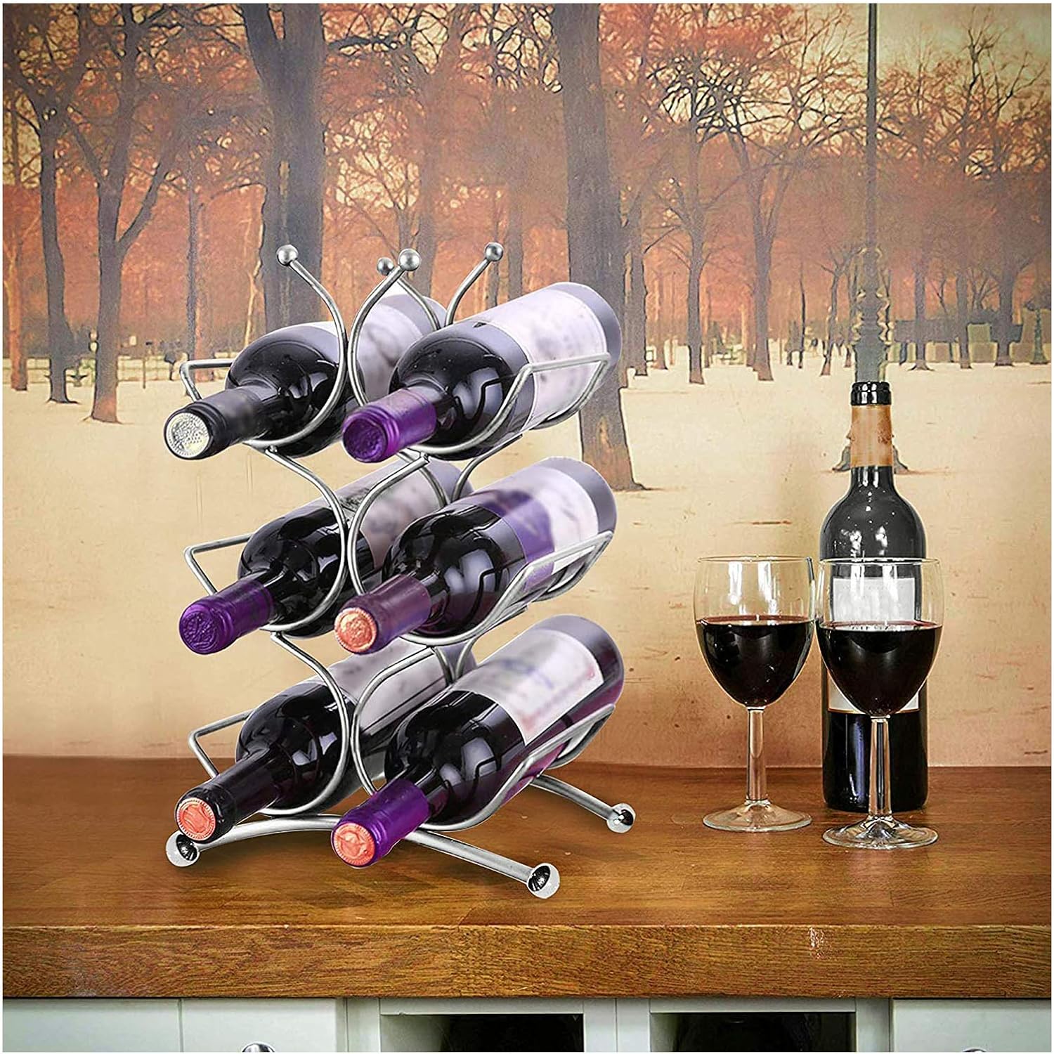 Tabletop Wine Racks Wine Bottle Holder for 6 Bottles Creative Wine Cabinets Display Stand Dining Room Household