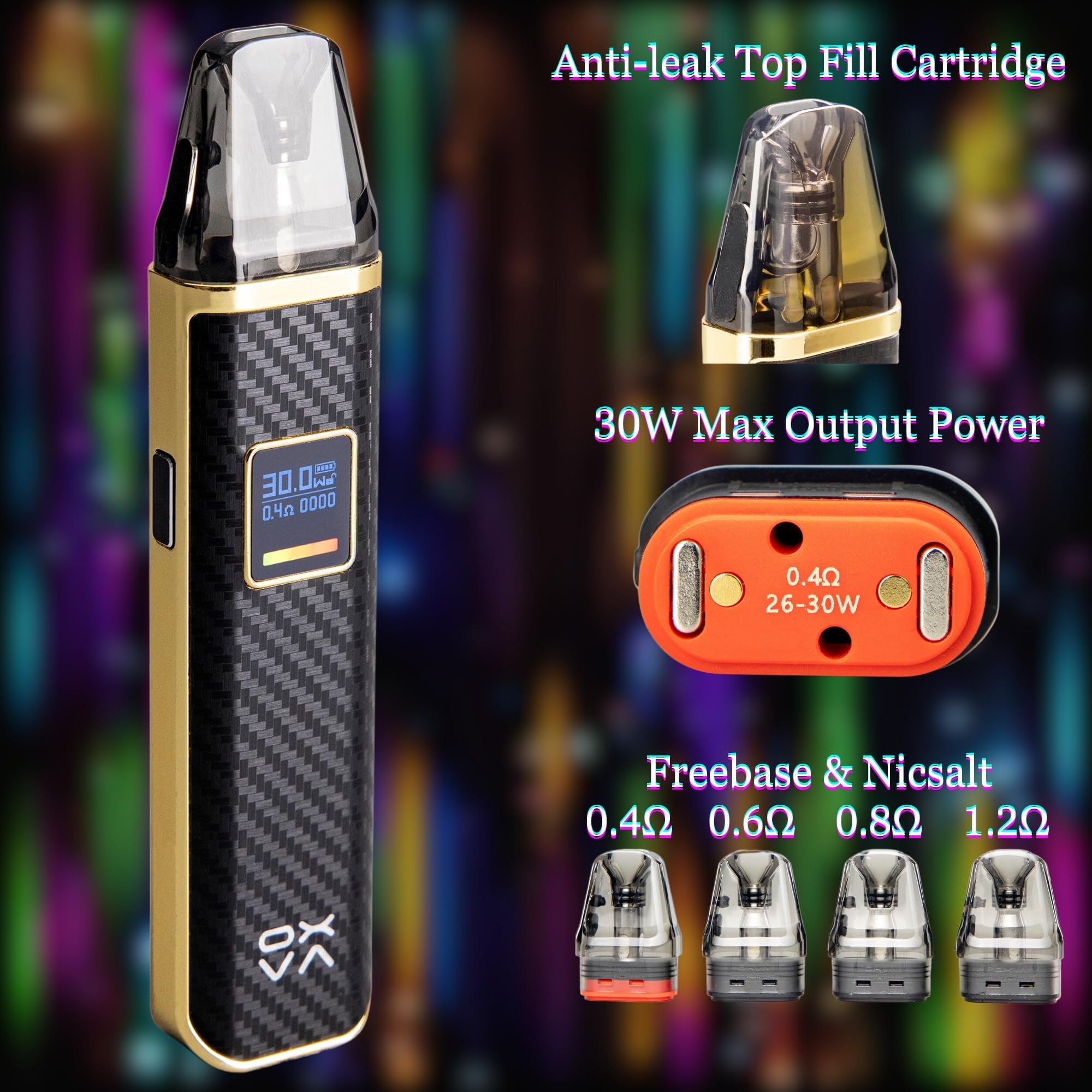 OXVA Xlim Pro Vape Starter Kit - E Cigarette Long Lasting 1000mAh Built-in Battery, 30W, Smooth MTL & RDTL Vaping, Adjustable Airflow, Button Or Inhale Activation, E Cig No Nicotine (Aurora Pink): OXVA Xlim Pro Vape Starter Kit - E Cigarette Long Lasting 1000mAh Built-in Battery, 30W, Smooth MTL & RDTL Vaping, Adjustable Airflow, Button Or Inhale Activation, E Cig No Nicotine (Aurora Pink):