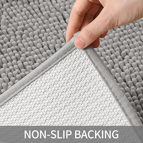 Miniatura 5 de Gibelle Juego de 2 tapetes de baño de felpilla de lujo, extra suaves, gruesos, absorbentes, peludos, antideslizantes, se pueden lavar y secar a