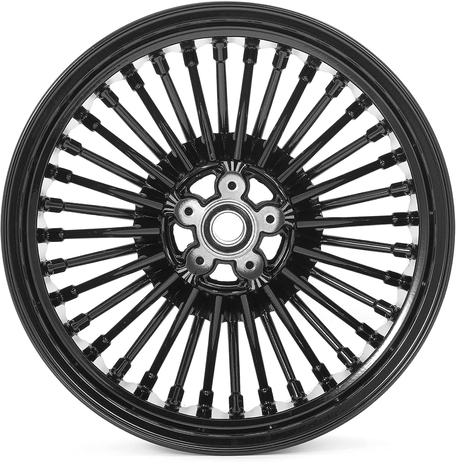TOFR 16inch Gloss Black Rear Wheel Rim Fat King Spokes Tubeless For Harley Softail Standard Custom Night Train Springer 06-10 Fat Boy 06-17 Dyna Super Glide Low Rider Street Bob Wide Glide 06-17