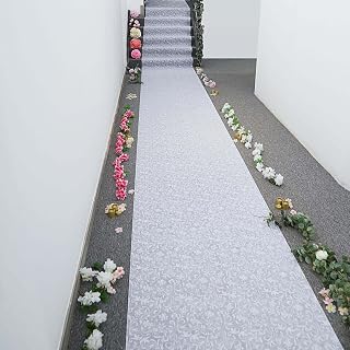 Efavormart 36" x 50ft White Floral Lace Aisle Runner