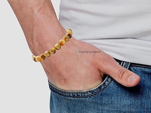 Miniatura 698 de Amazing Gemstone Pulsera de cristal para mujeres y hombres, pulsera de cristal curativo de protección, pulsera elástica con cuentas de piedras