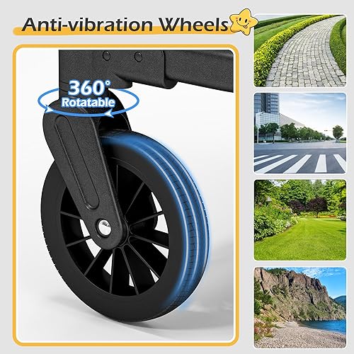 Miniatura 8 de TOLEAD Cochecito para 4 niños, plegable de 4 asientos para exteriores con toldo, manubrio ajustable, arnés de seguridad de 5 puntos, bandeja