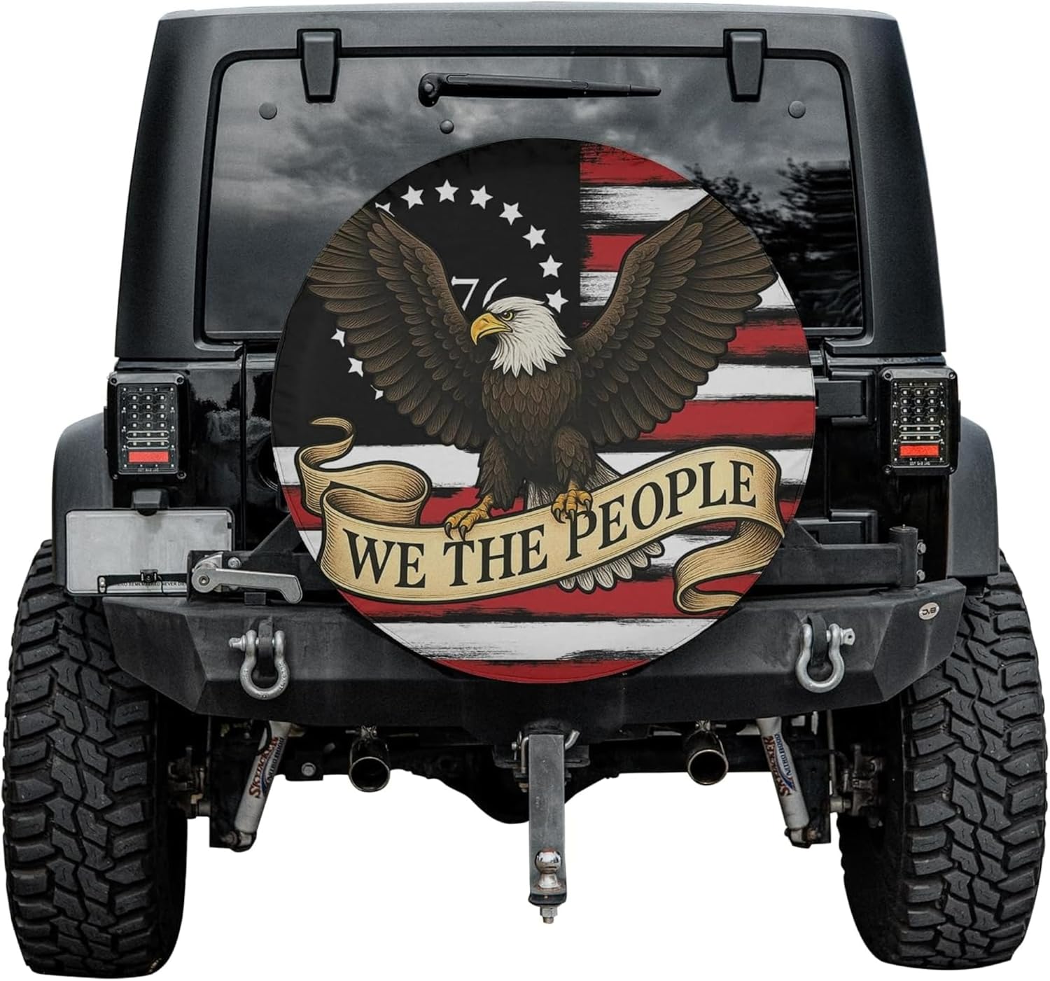ThangPham Shop US Eagle Patriotic Spare Tire Cover with/Without Backup Camera Hole – America Bald Eagle Wheel Cover (Style 3)
