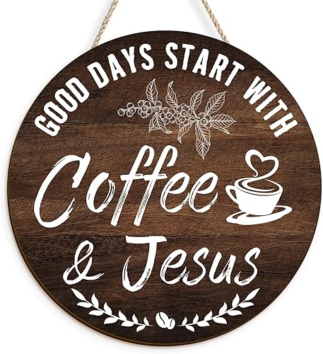 Miniatura 7 de VGICH Arte de pared de taza de café, accesorios de madera de granja para cocina, restaurante, letrero de barra de decoración de 13.7 x 7.6 pulgadas