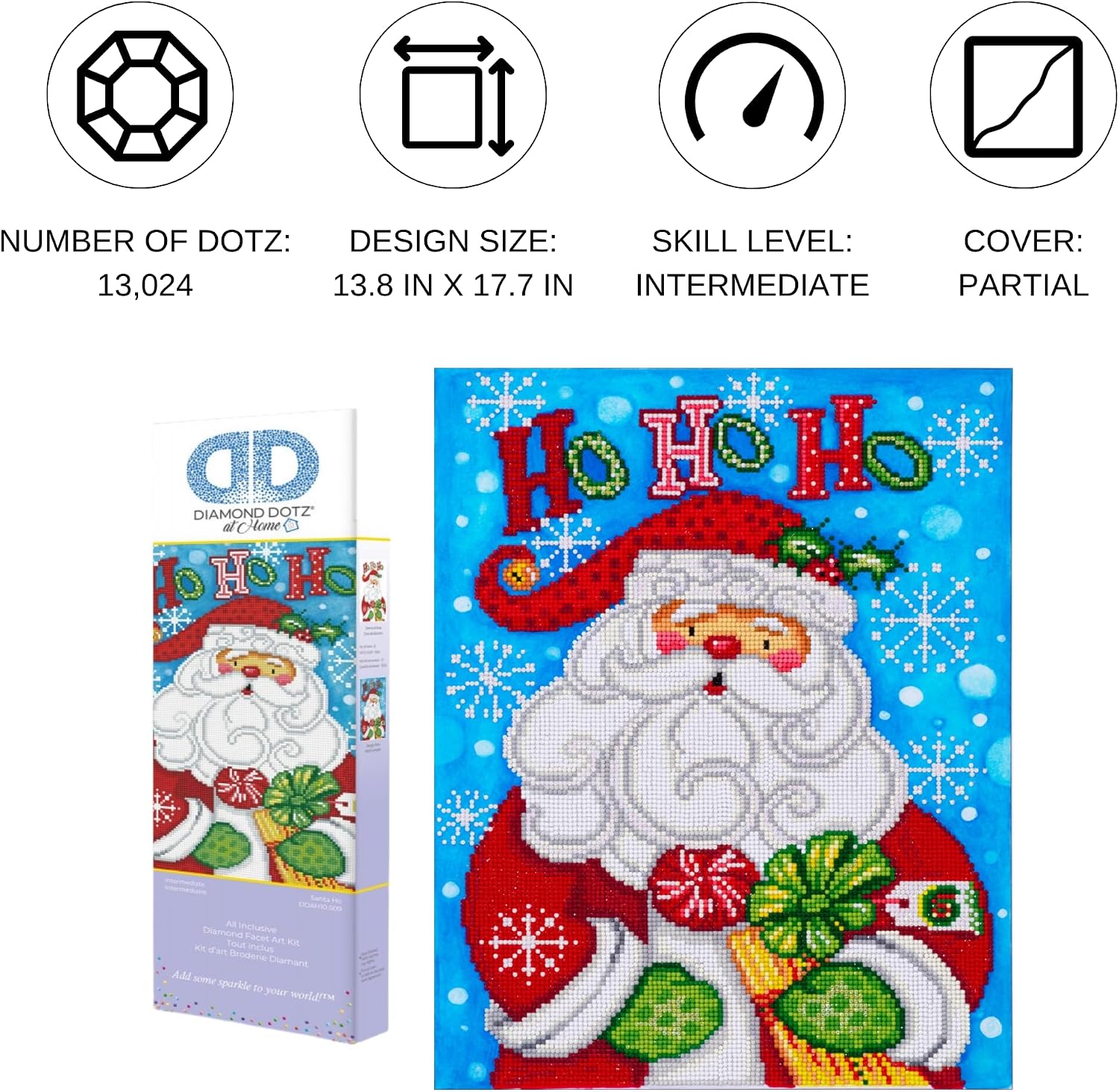 DIAMOND DOTZ at Home Santa Ho Diamond Painting Kits for Adults - Diamond Art Kits a Relaxing Creative Craft Kit with Dotz Gems 13.8x17.7