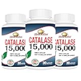Rise-N-Shine Catalase Supplement 15,000 - Powerful Antioxidant Enzyme for Hair Health - Hair Supplements for Strong Hair - 90 Capsules - Pack of 3 Full Size Bottles (90-Day Supply)