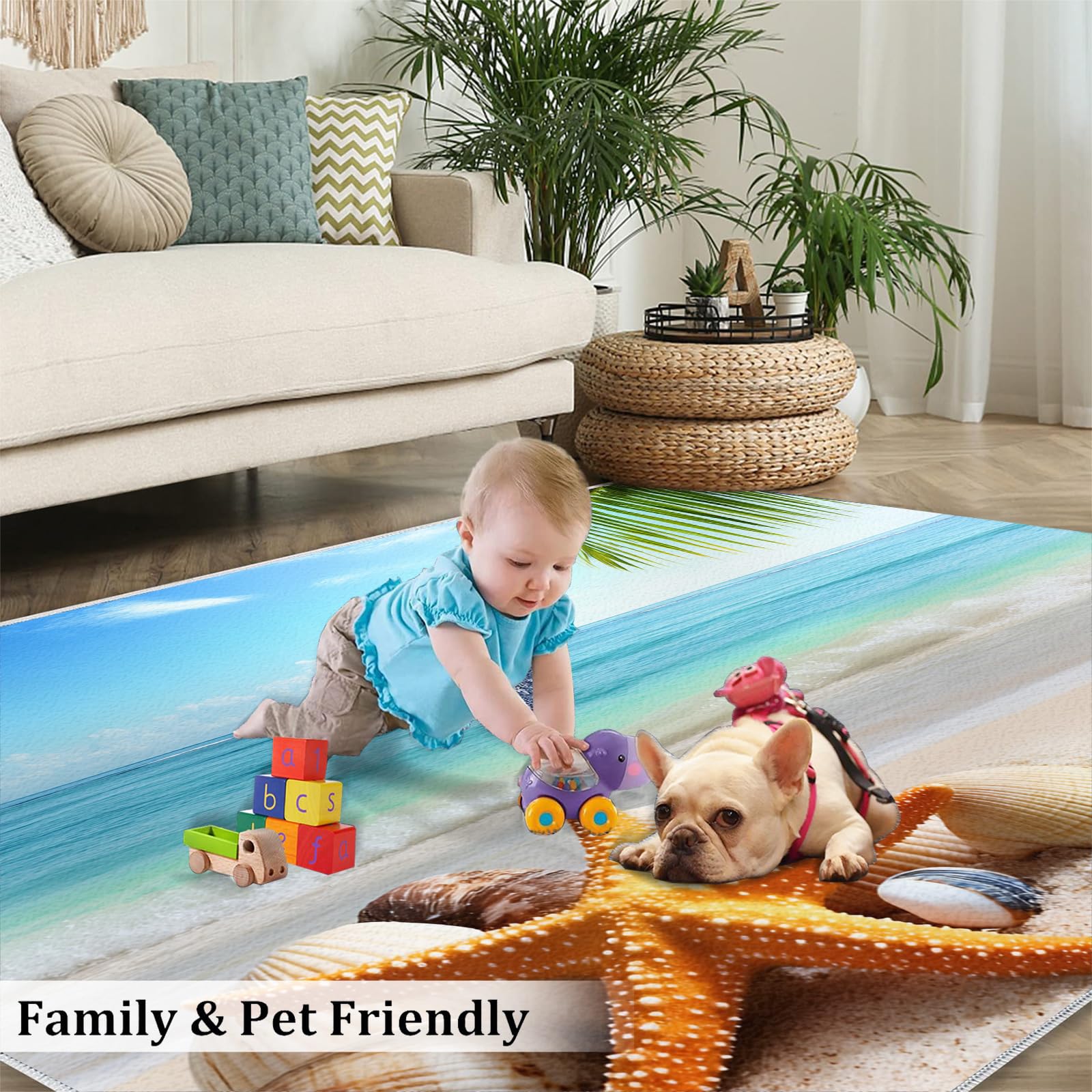 Amazon.com: Beach Theme Washable Rug 5x6 Rugs for Living Room