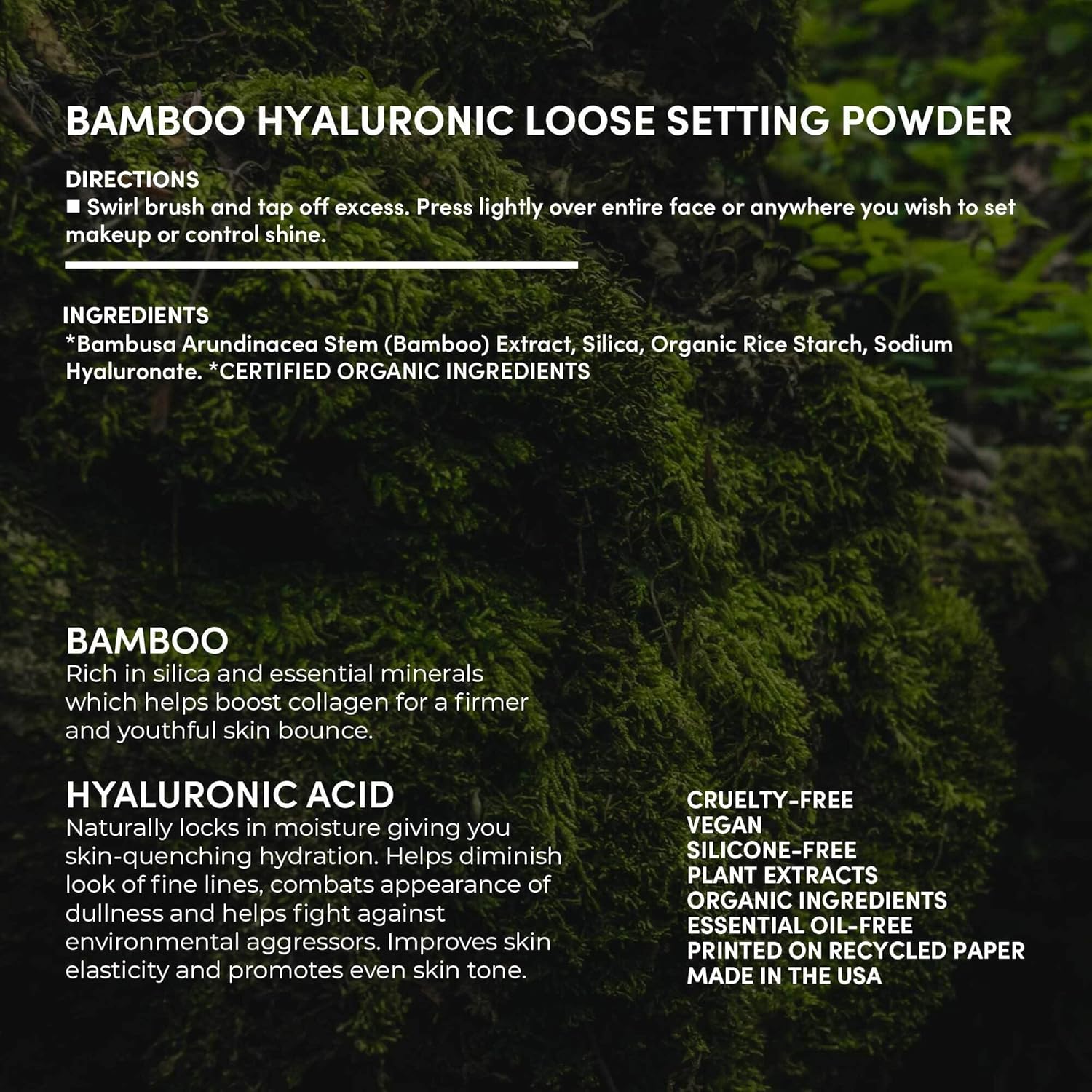 Fitglow Beauty Bamboo Hyaluronic Loose Setting Powder | Translucent Vegan Organic | Weightless Photo Finish | Pore Blurring | Natural Shine & Oil Control Makeup Finishing Powder | .32 oz / 9g - Image 6