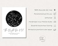Vista 10 de Personalized Star Map With Specific Dates & Place - Custom Constellation Map Print, Unframed- Special Occasion Star Chart Wall Art- Great Black