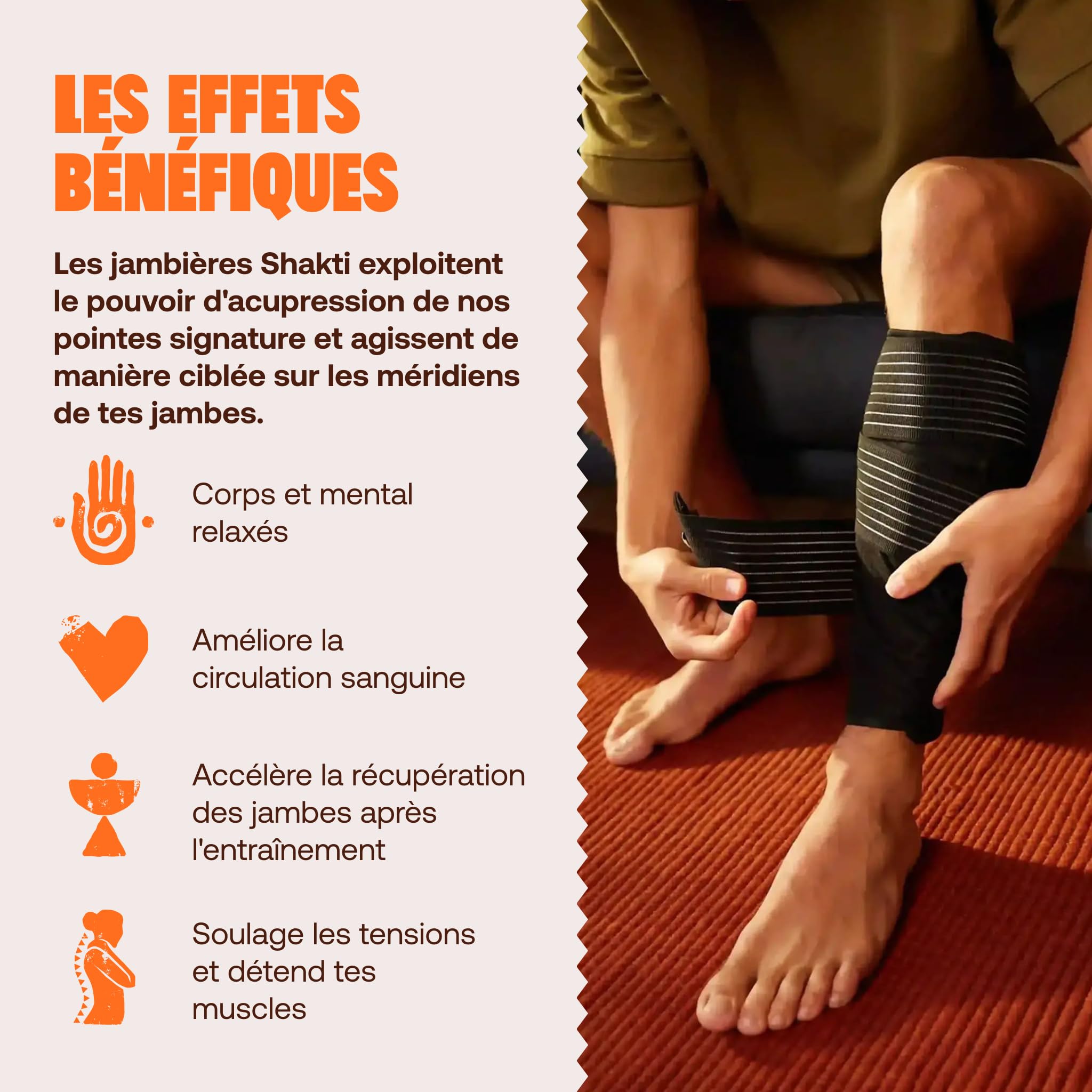 ShaktiMat [L'original depuis 2007 Jambières d'Acupression - Relaxation Musculaire pour Jambes & Cuisses - Améliore circulation sanguine - Coton Biologique - Fabrication éthique