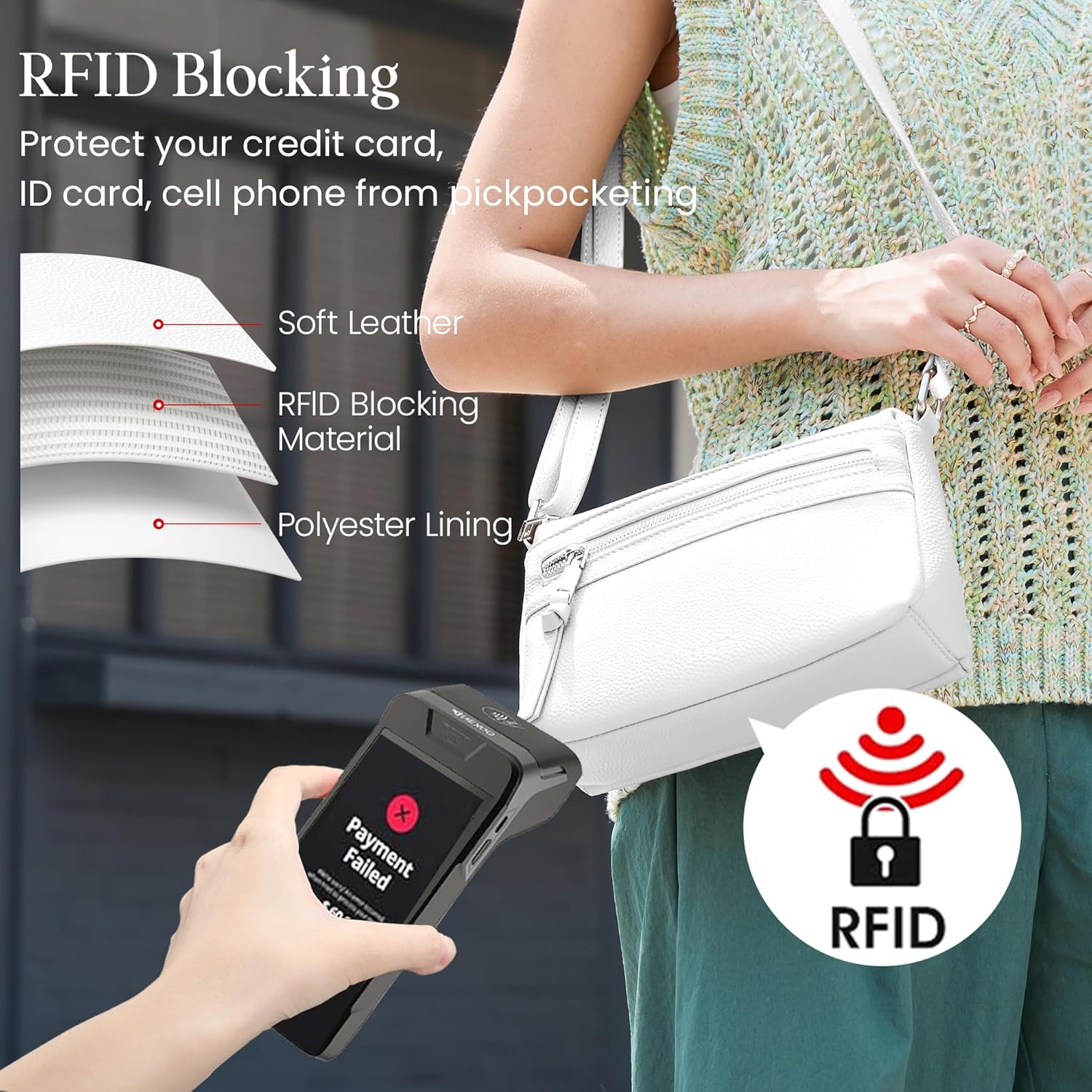 befen Small Genuine Leather Crossbody Purse Bags for Women, Multi Pockets Shoulder Handbag with RFID Blocking Card Slots - Image 4