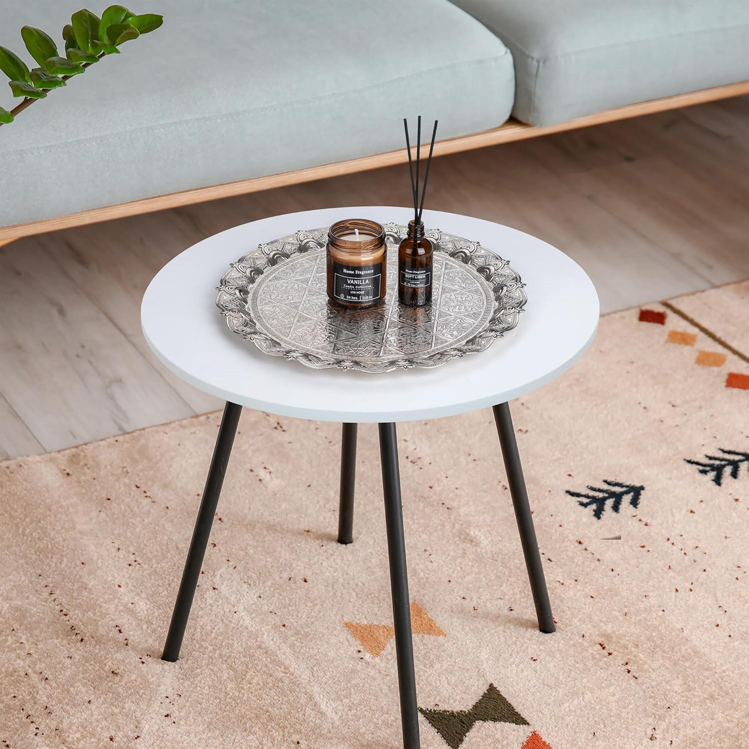 Alisveristime Turkish Ottoman Coffee Tea Beverage Serving Zamac Tray (34cm - 13,38inch) (750 Gram - 1,65 pounds) (Silver)