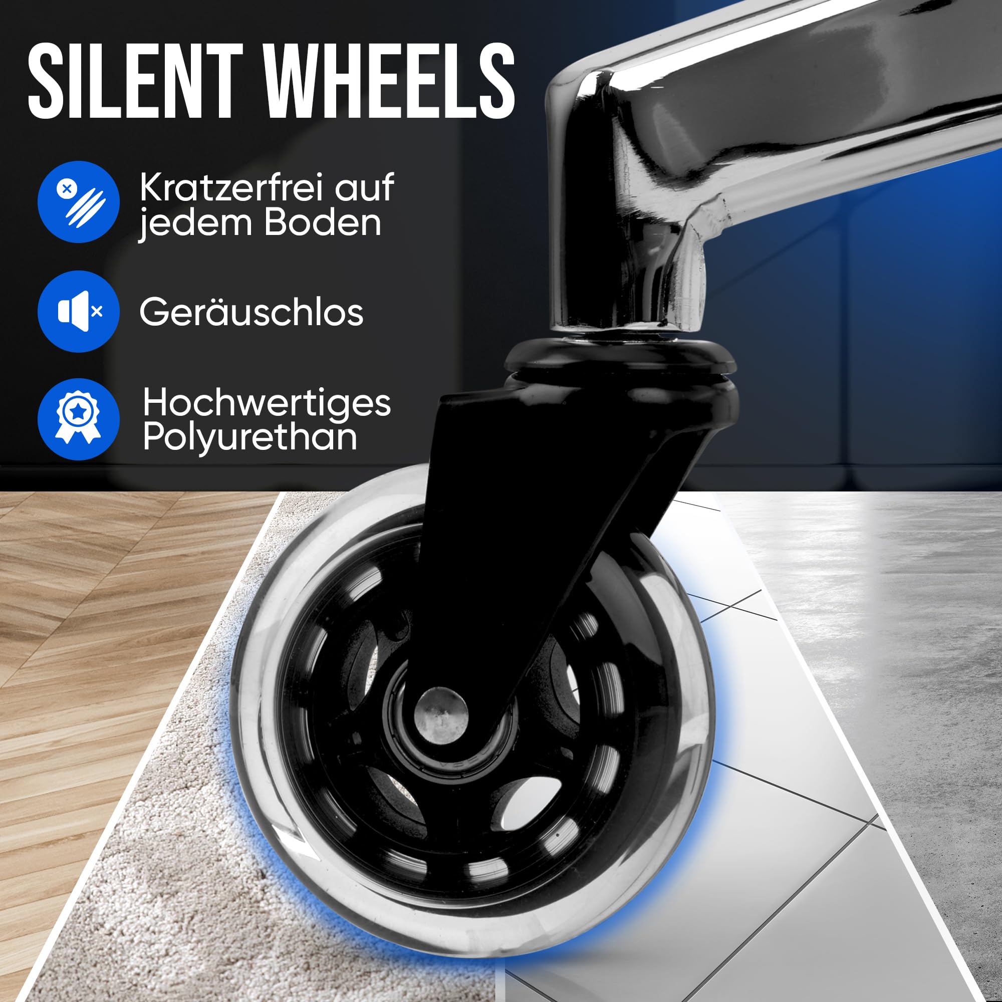 ELITESEATS Bürostuhl Ergonomisch TESTSIEGER Kratzerfreie Rollen Atmungsaktiv 150 kg Belastbar Drehstuhl Home Office Chair