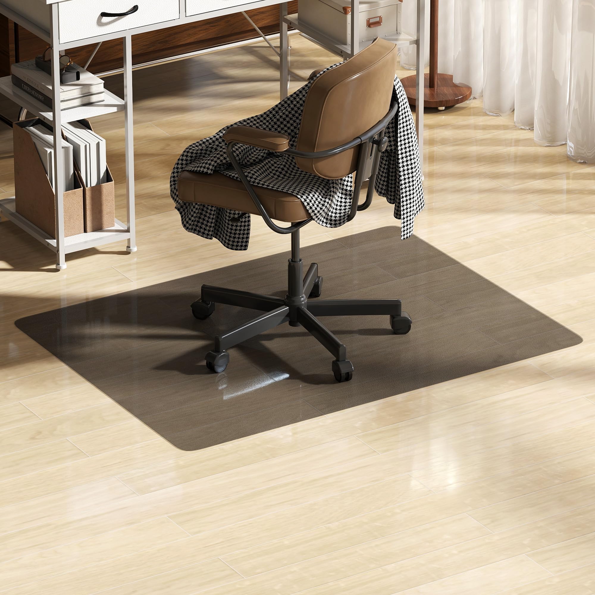 HOMCOM Tappetino Salvapavimento 120x90 cm Nero, Tappeto per Sedia da Ufficio in Plastica
