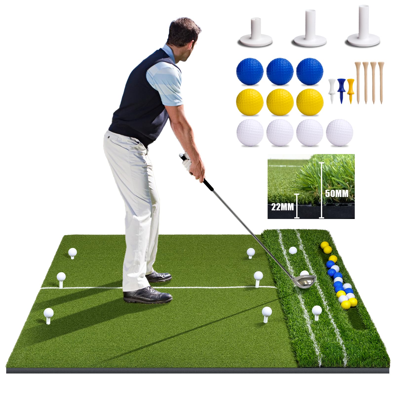 SIOTMERA Dual-Turf Golf Mat