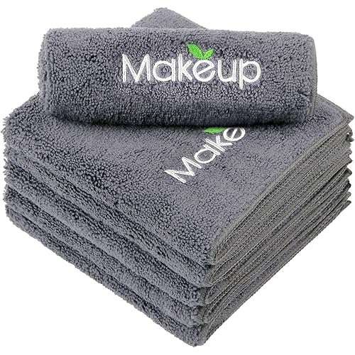 Orighty Makeup Remover Wash Cloths - Super Soft & Quick Dry Microfiber Face Towel, Absorbent Washcloths for Cleansing, Fingertip Face Towels for Makeup Removal, 13 x 13 inch, Pack of 1, 6 Count, Grey