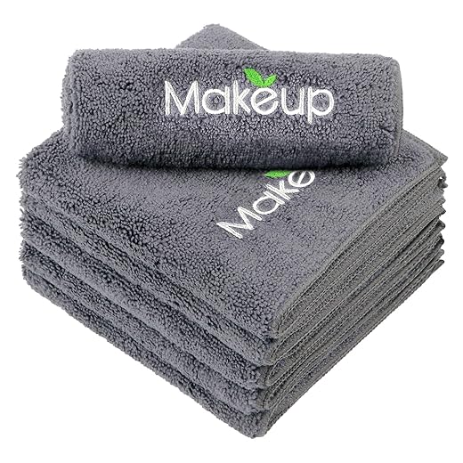 Orighty Makeup Remover Wash Cloths - Super Soft & Quick Dry Microfiber Face Towel, Absorbent Washcloths for Cleansing, Fingertip Face Towels for Makeup Removal, 13 x 13 inch, Pack of 1, 6 Count, Grey