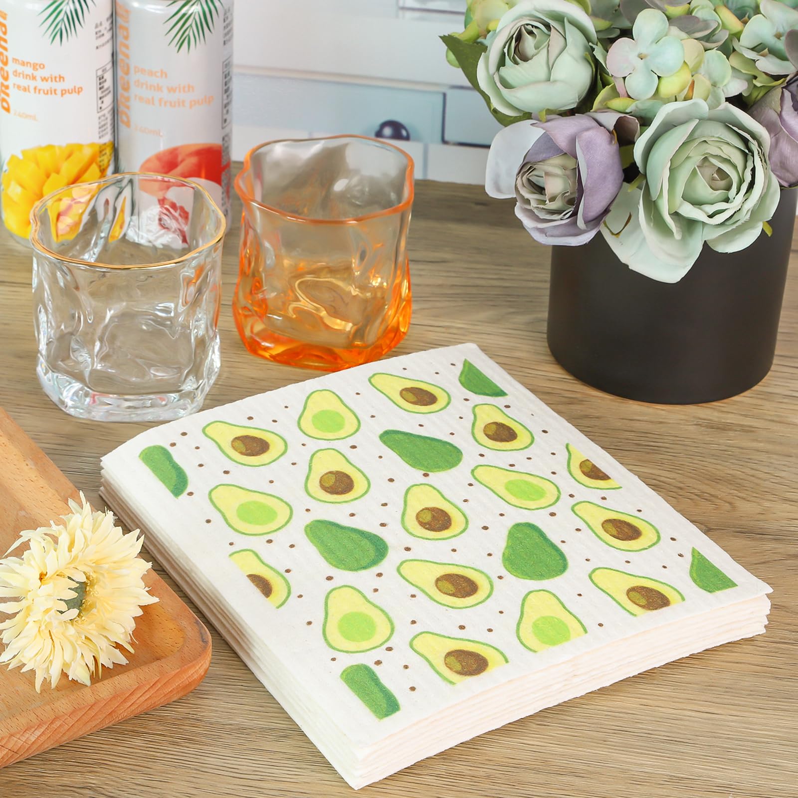 Paños de cocina suecos reutilizables para cocina, paños de cocina suecos, absorbentes, de secado rápido, para hornear, cocinar, decoración del hogar, regalo, fruta, paquete de 8