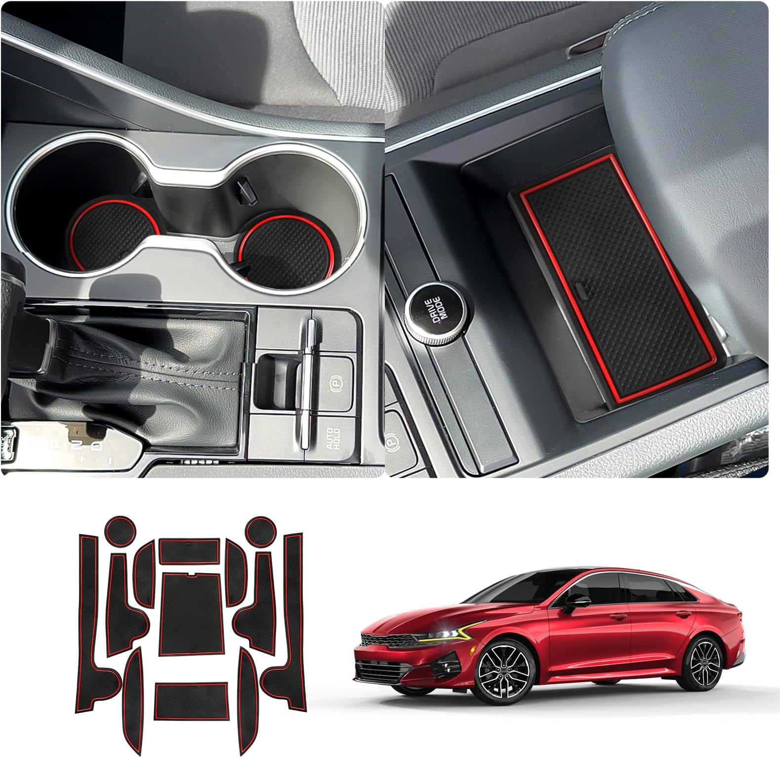 [Update] LUWU for 2023 Kia KIA K5 DL3 Center Console Liners Mats,2021-2023 K5 GT Line Cup Holder Inserts Mats 2023 K5 LX LXS GT EX Center Console Shifter Liner Trim Mats 2023 Kia K5 Accessories