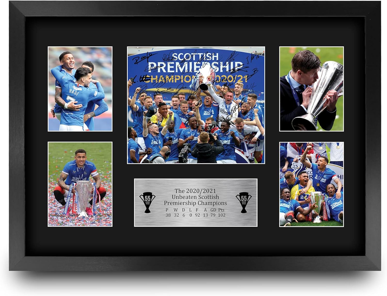 HWC Trading A3 FR Glasgow Rangers 55th Time Scottish Champions Display Signed Gift FRAMED A3 Printed Autograph Football Gifts Print Photo Picture Display