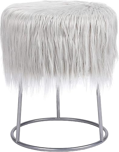 Miniatura 17 de BIRDROCK HOME Taburete redondo de piel sintética, otomana pequeña acolchada con cojín suave para sala de estar, dormitorio o sala de maquillaje,