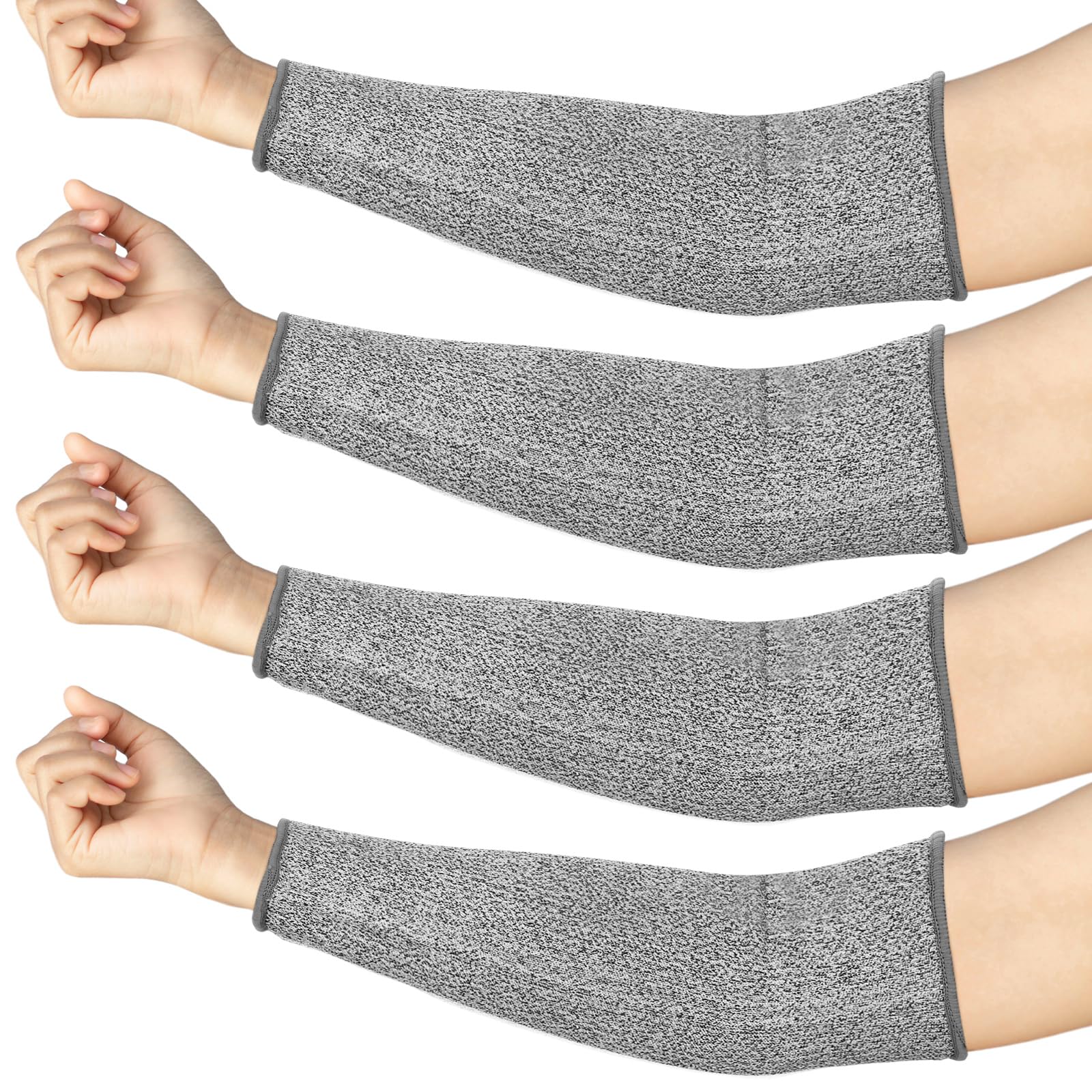 Neer 4 Pair Protective Arm Sleeves for Thin Skin Anti-Cut Burn Resistant Cover Forearm Sleeve for Cooking Construction (Gray,11.8 Inch)