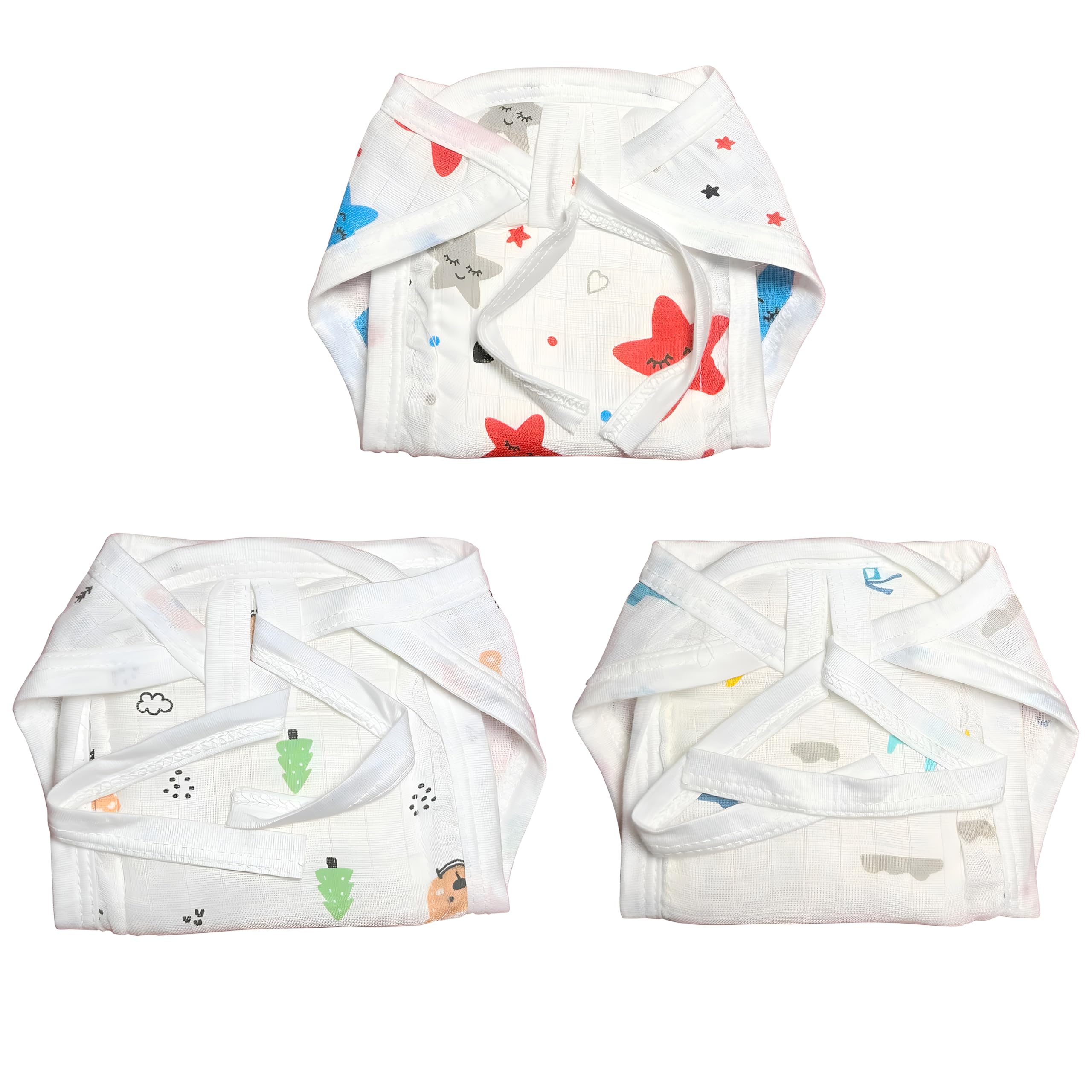 Muslin Langot | Incredibly Soft and Breathable Langot for Baby | Premium Muslin Fabric with Gentle Leg Elastics| No Chemicals | Babies up to 9 kg (Pack Of 5, 0-3 to 9-12 Months) (PACK OF 3, XS)-image-31