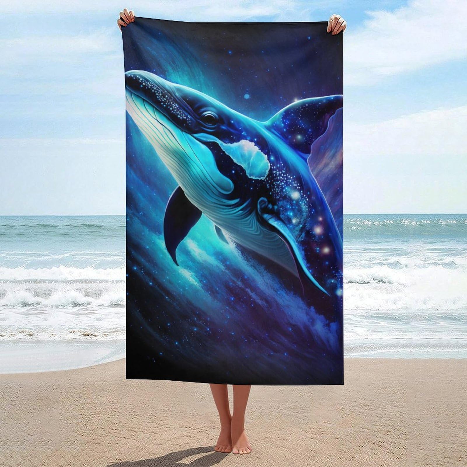 Serviettes de plage art print Whale Galaxy drap de bain microfibre pour hôtel